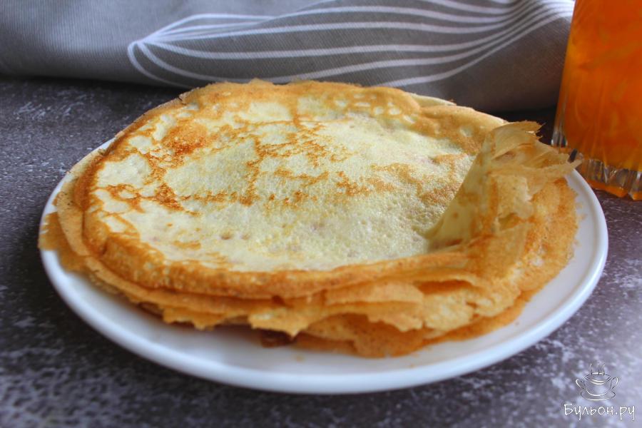 Тонкие блинчики на сливках "Три стакана"