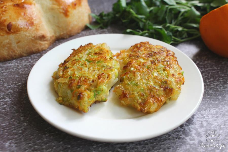 Капустные котлеты с рисом и овощами