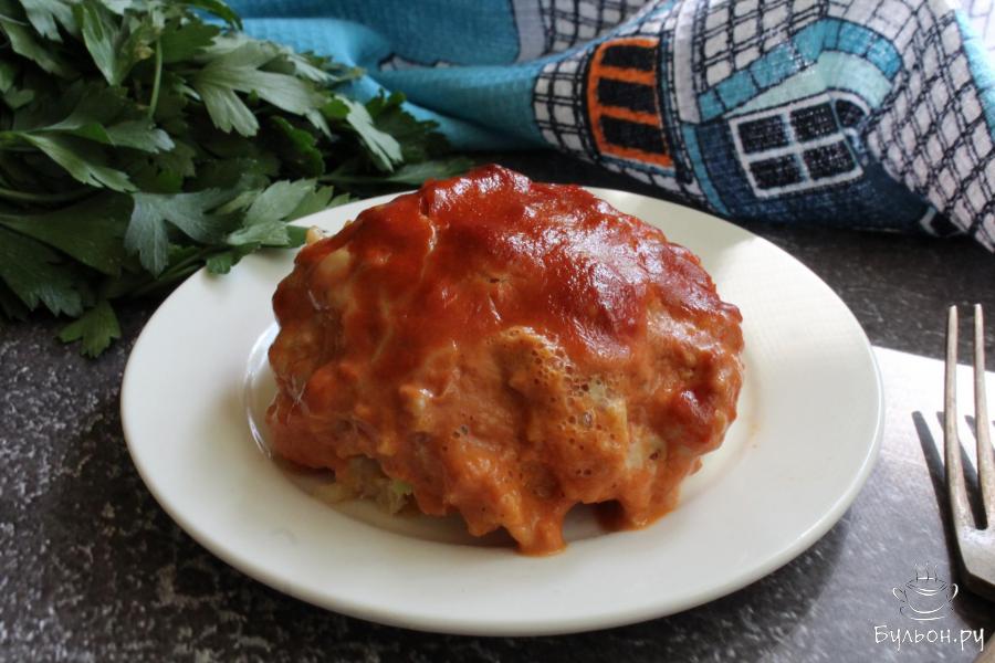 Ленивые голубцы из куриного фарша под томатной заливкой