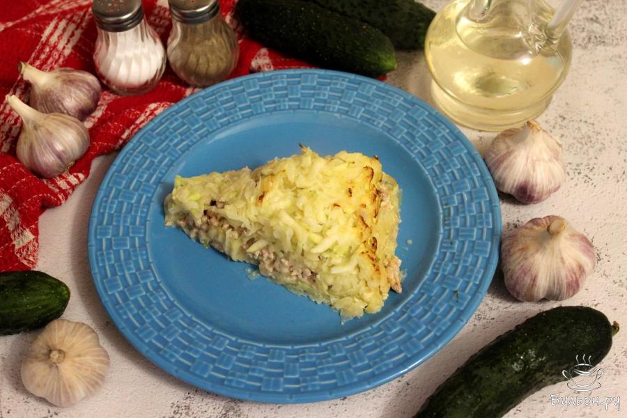 Запеканка с фаршем, картофелем и кабачками