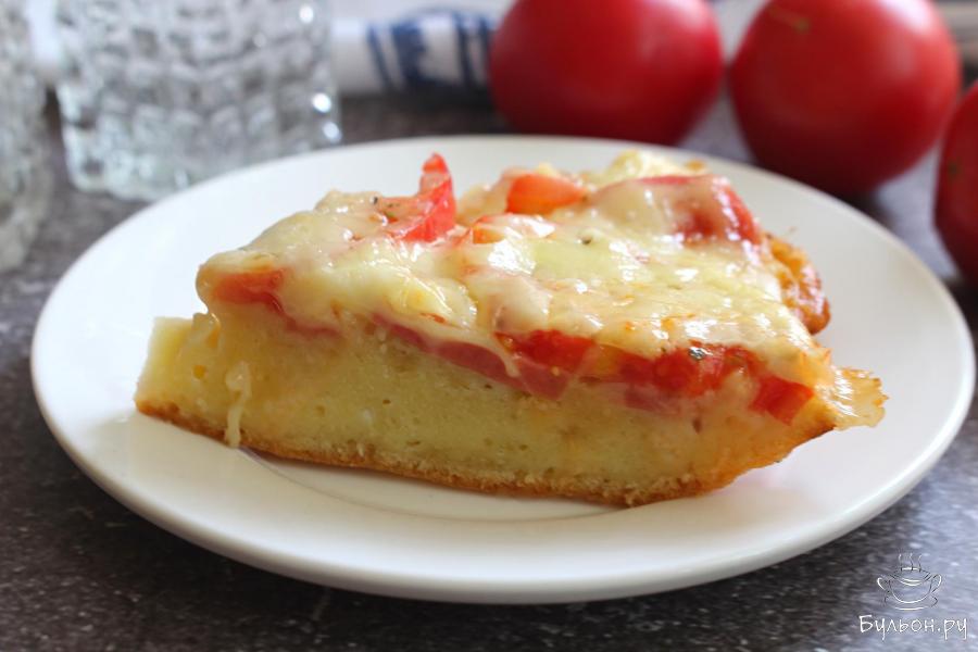 Ленивая пицца с сосисками на сковороде