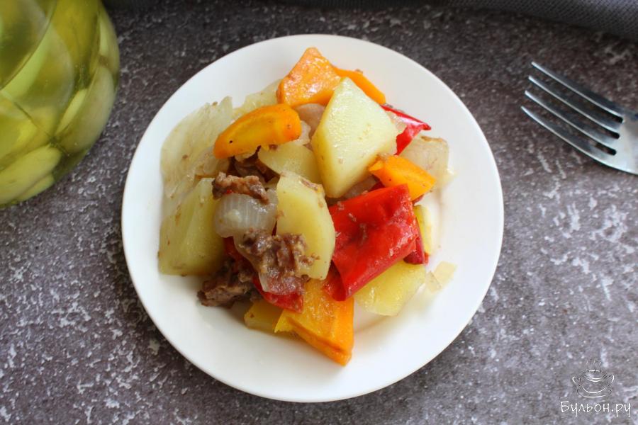 Овощи с мясным фаршем в рукаве в духовке