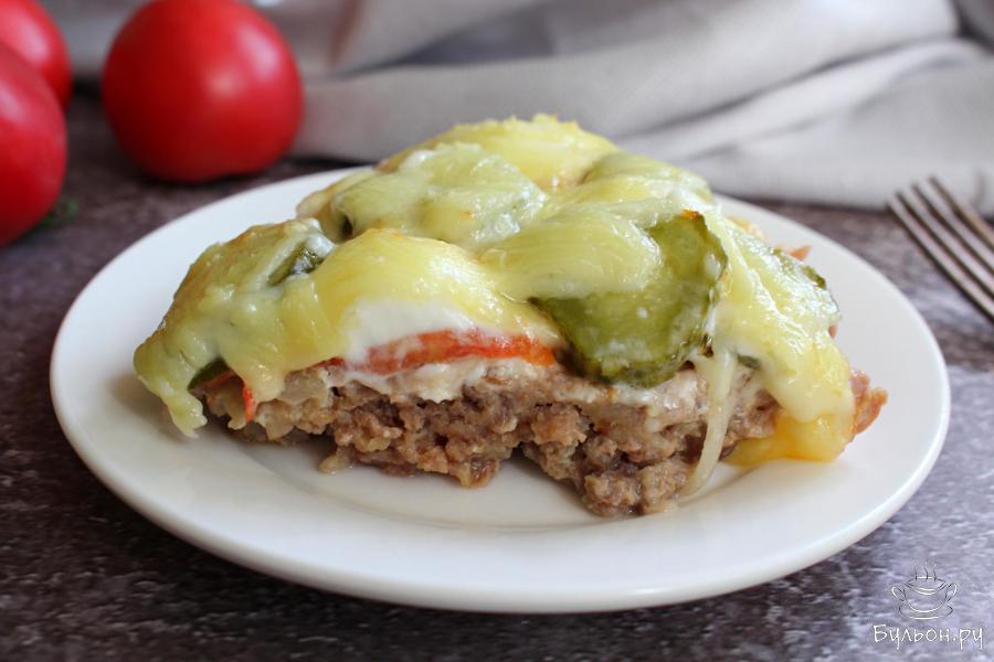 "Ленивая" котлета из мясного фарша в духовке