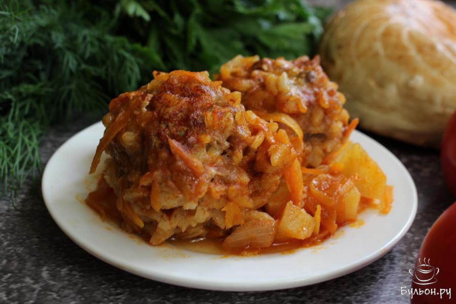 Тефтели из мясного фарша с овощами