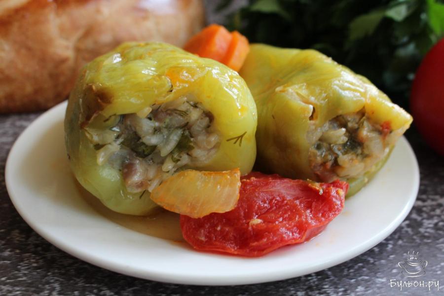 Фаршированные перцы с куриным фаршем в рукаве