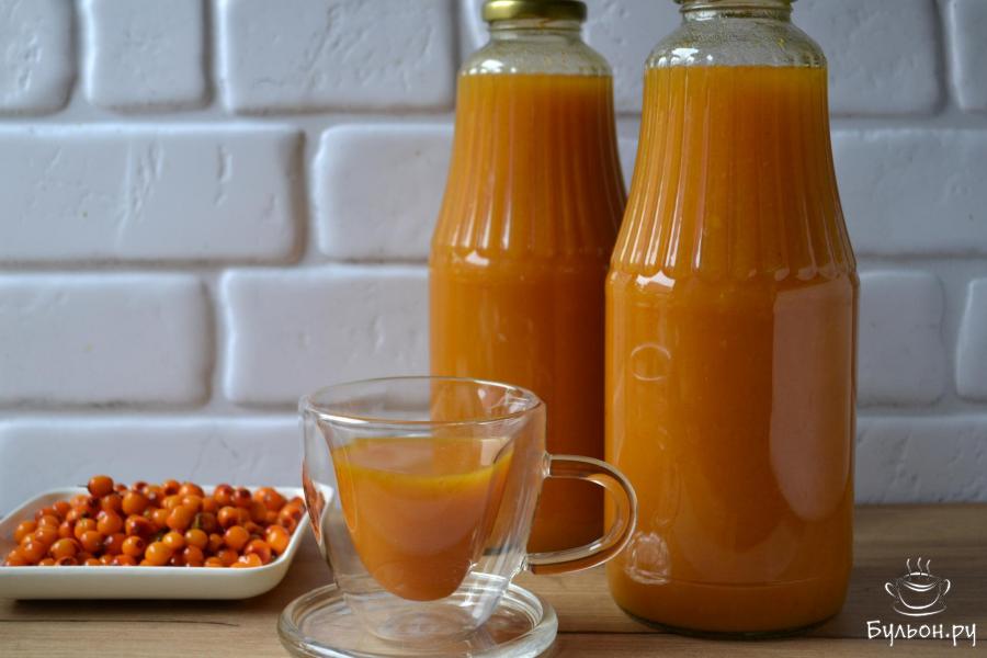 Тыквенно-облепиховый сок на зиму