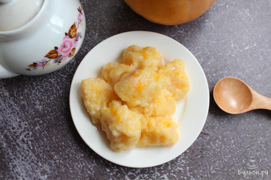 Ленивые вареники из творога с тыквой