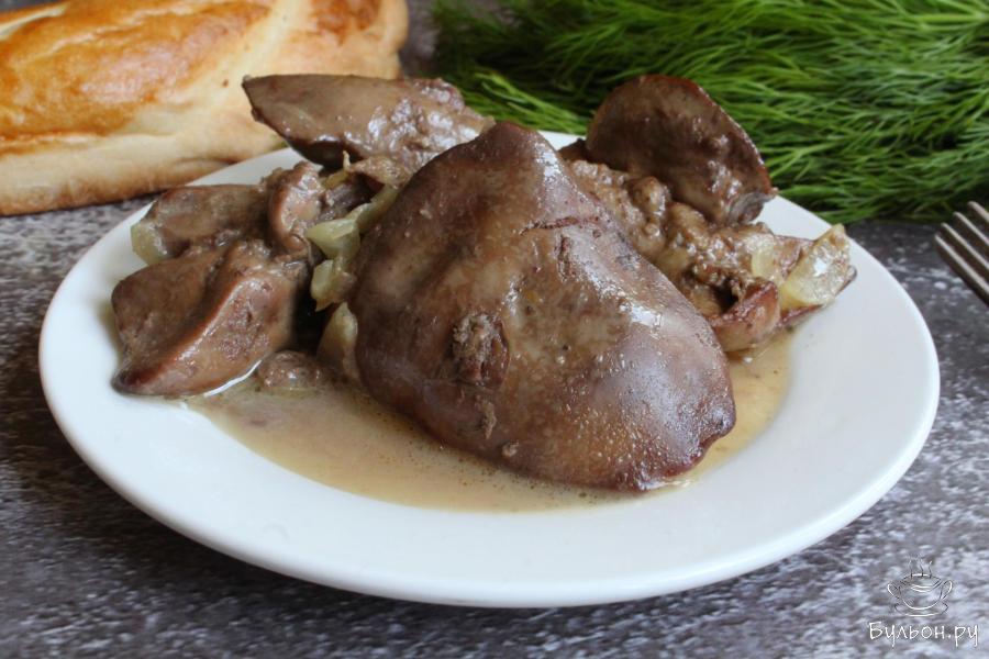 Нежная куриная печень в сливках