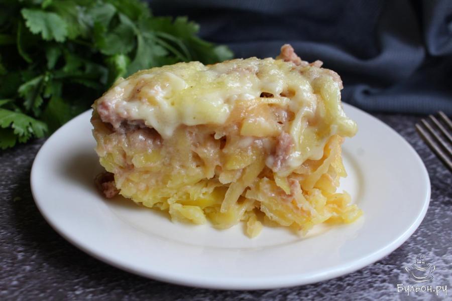 Нежная картошка с фаршем и сыром в духовке