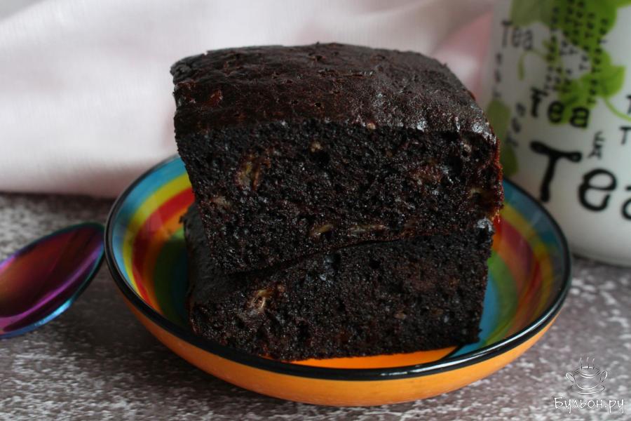 Нежный шоколадный кекс с бананом