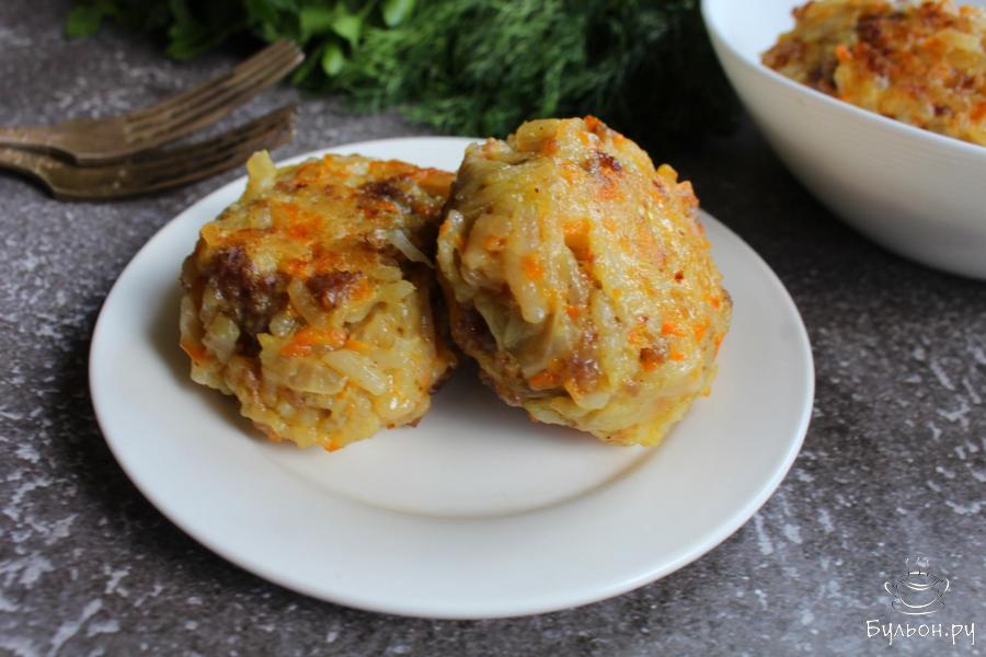 Мясные котлеты с рисом и овощами "Ленивые голубцы"