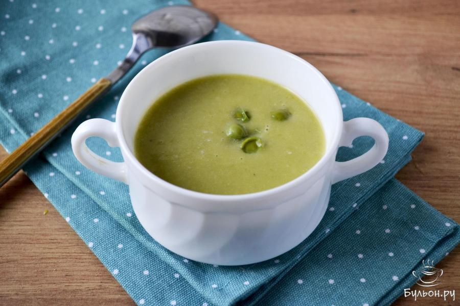 Суп-пюре из зеленого горошка на курином бульоне