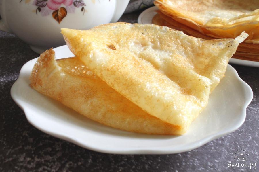 Тонкие блинчики на кефире и кипятке