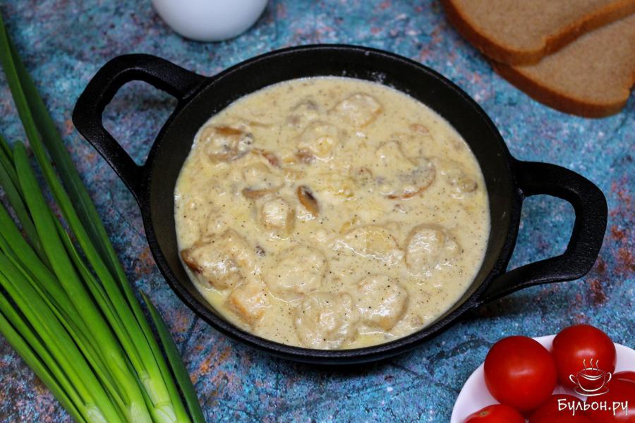 Гребешки с грибами в сливочном соусе