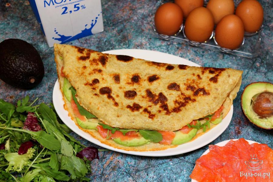 Овсяноблин с авокадо и семгой