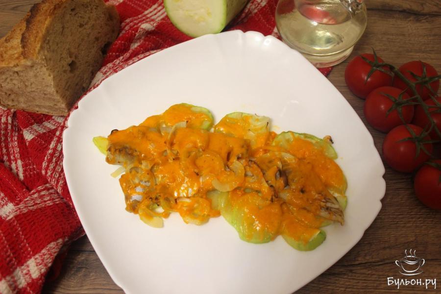 Минтай с кабачком и сыром