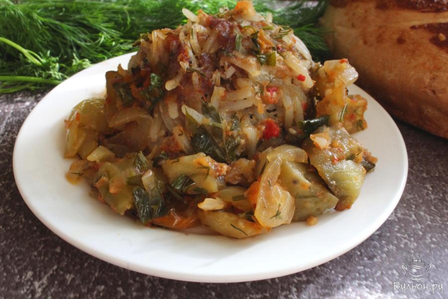 Летние мясные ежики с овощами в духовке