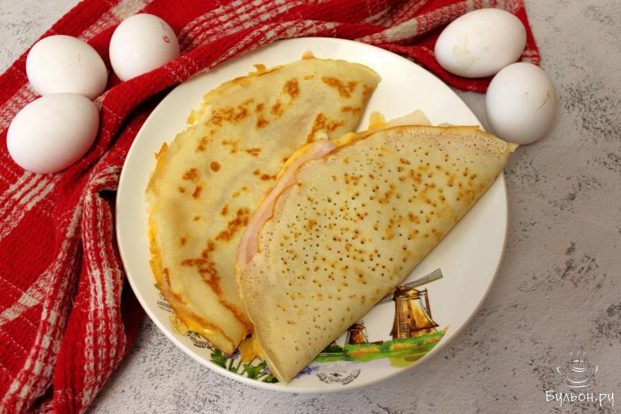 Рисовые блины с сыром и беконом