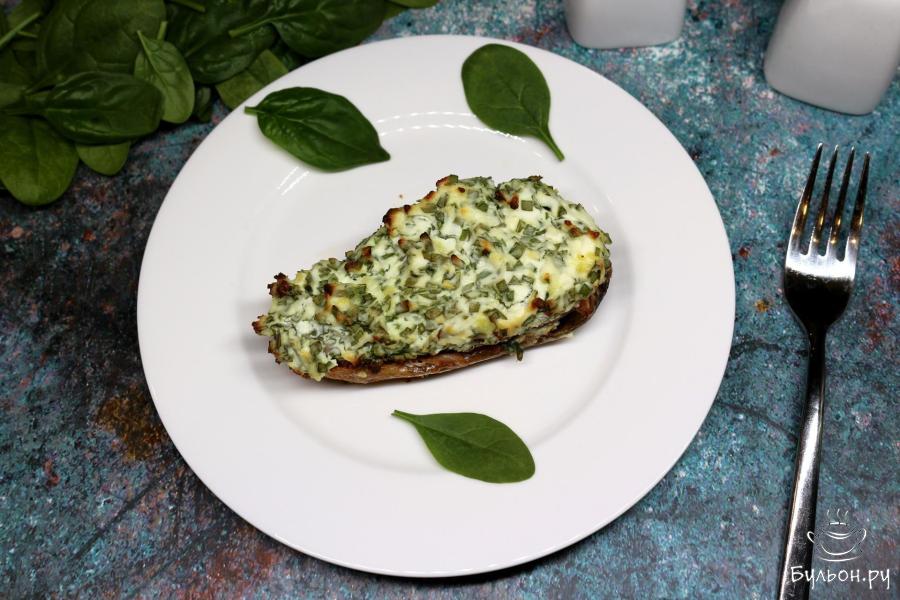 Кета под сливочно-шпинатным соусом