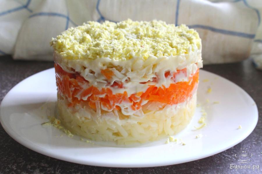 Салат Мимоза со слабосоленым лососем