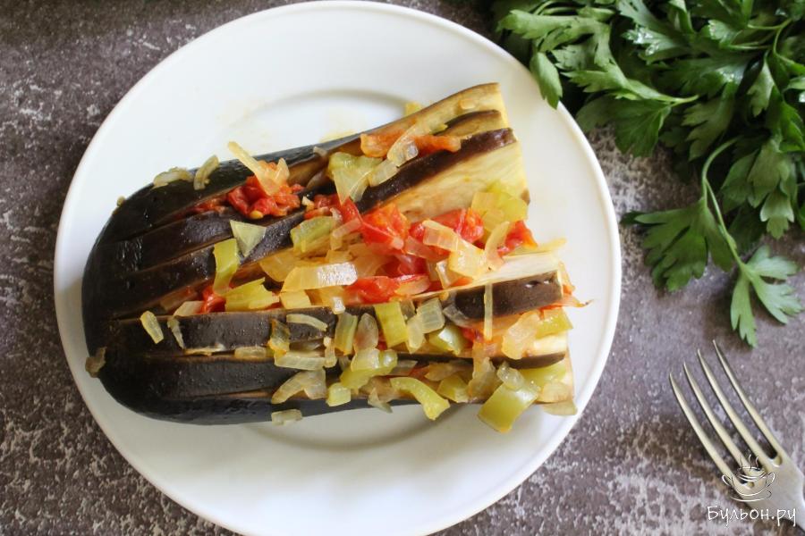 Овощной веер из баклажанов и кабачков в духовке