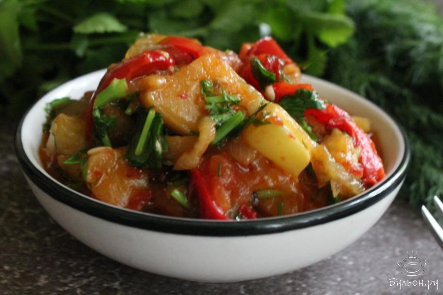 Икра из кабачков и баклажанов в казане по-восточному