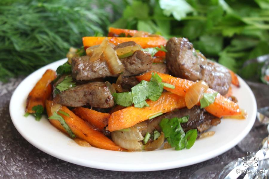 Праздничный салат с говяжьей печенью Обжорка