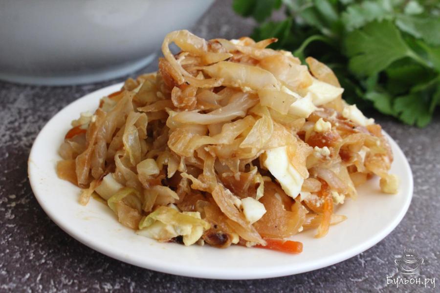 Начинка для выпечки из двух видов капусты и вареных яиц