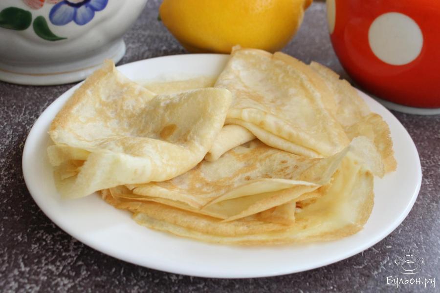Тонкие блинчики на молоке и сливочном масле